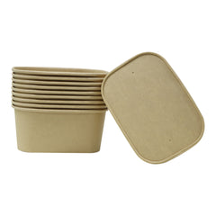Kraft Paper Container 1000ML With Paper Lid 25 Pieces