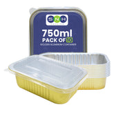 Gold Aluminum Foil Container 750ML With Lid