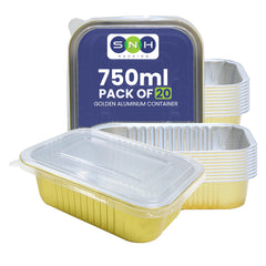 Gold Aluminum Foil Container 750ML With Lid