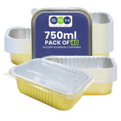 Gold Aluminum Foil Container 750ML With Lid