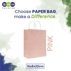 Pink Paper Bag 16X8X22CM Twisted Handle