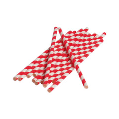 Paper Straw Red White 6 MM 250 Pieces