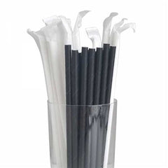 Paper Straw Black Wrapped 8 MM 100 Pieces