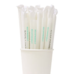 Eco Friendly Biodegradable Straw 8MM White 10,000 Pieces