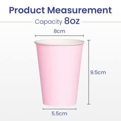 Single Wall Paper Cup Pink 8 Oz Without Lid