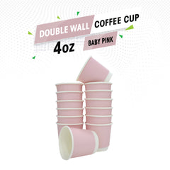 Double Wall Coffee Cup Baby Pink Without Lid 50 Pieces