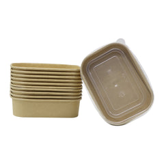 Kraft Paper Container 500ML With PP Lid 25 Pieces