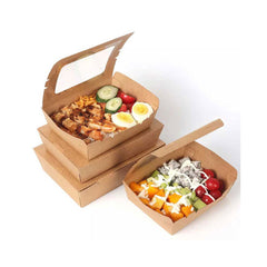 Kraft Lunch Box With Window 50 Pieces