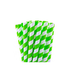 Paper Straw Green White 6 MM 250 Pieces