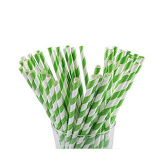 Paper Straw Green White 6 MM 250 Pieces