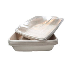 Bio-Degradable Rectangular Container 1000 ML Pet Lid 50 Pieces-SNH Packing