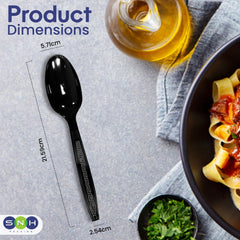 Black Plastic Spoon Heavy Duty Cutlery 50 Pieces