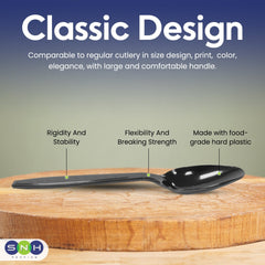 Black Plastic Spoon Heavy Duty Cutlery 50 Pieces