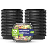 Oval Black Microwave Meal Prep Containers 1 Compartment With Lid