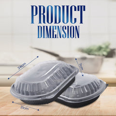 Oval Black Microwave Meal Prep Containers 1 Compartment With Lid