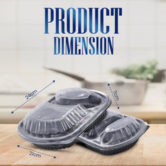 Oval Black Microwave Meal Prep Containers 2 Compartment With Lid