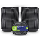 Oval Black Microwave Meal Prep Containers 3 Compartment With Lid