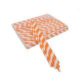 Paper Straw Orange White 6 MM 100 Pieces