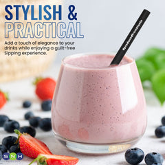 Eco Friendly Black Biodegradable Straw 8MM 100 Pieces