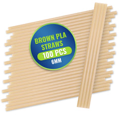 Eco Friendly PLA Brown Coffee Straw 6MM 100 Pieces