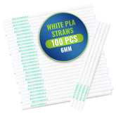Eco Friendly Biodegradable Straw 6MM White 100 Pieces