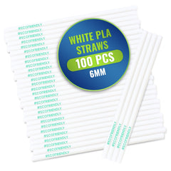Eco Friendly Biodegradable Straw 6MM White 100 Pieces