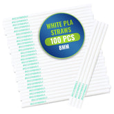 Eco Friendly Biodegradable Straw 8MM White 100 Pieces