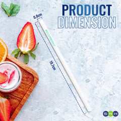 Eco Friendly Biodegradable Straw 8MM White 100 Pieces