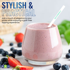 Eco Friendly Biodegradable Straw 8MM White 100 Pieces