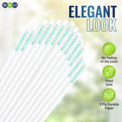 Eco Friendly Biodegradable Straw 8MM White 100 Pieces