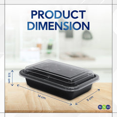 Rectangular Microwave Container 12oz Black Base With Lid