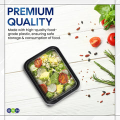 Rectangular Microwave Container 12oz Black Base With Lid