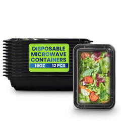 Rectangular Microwave Container 16 Oz Black Base With Lid