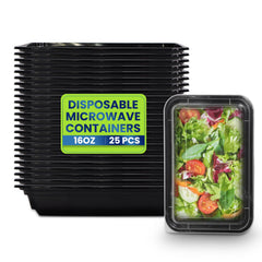 Rectangular Microwave Container 16 Oz Black Base With Lid