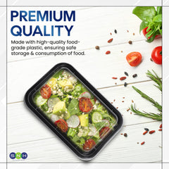 Rectangular Microwave Container 16 Oz Black Base With Lid