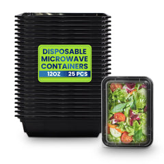 Rectangular Microwave Container 12oz Black Base With Lid
