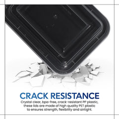 Rectangular Microwave Container 24oz Black Base With Lid