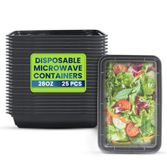 Rectangular Microwave Container 28oz Black Base With Lid