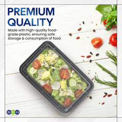 Rectangular Microwave Container 28oz Black Base With Lid