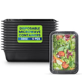 Rectangular Microwave Container 32oz Black Base With Lid