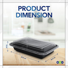 Rectangular Microwave Container 32oz Black Base With Lid