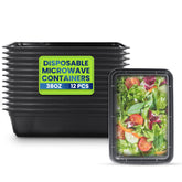 Rectangular Microwave Container 38oz Black Base With Lid