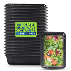 Rectangular Microwave Container 38oz Black Base With Lid