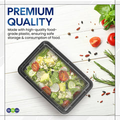 Rectangular Microwave Container 58oz Black Base With Lid