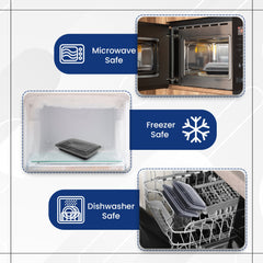 Rectangular Microwave Container 58oz Black Base With Lid