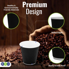 Ripple Coffee Cup 4 Ounce Black 1X1000 Pieces