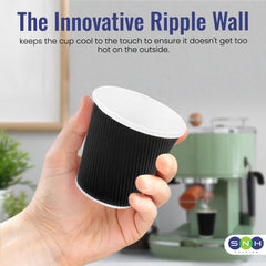 Ripple Coffee Cup 4 Ounce Black 1X1000 Pieces
