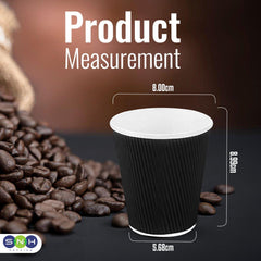 Ripple Coffee Cup 8 Ounce Black 1X500 Pieces
