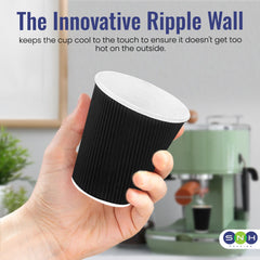 Ripple Coffee Cup 8 Ounce Black 1X500 Pieces