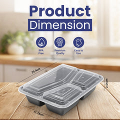 Microwave Container 3 Section With Lid